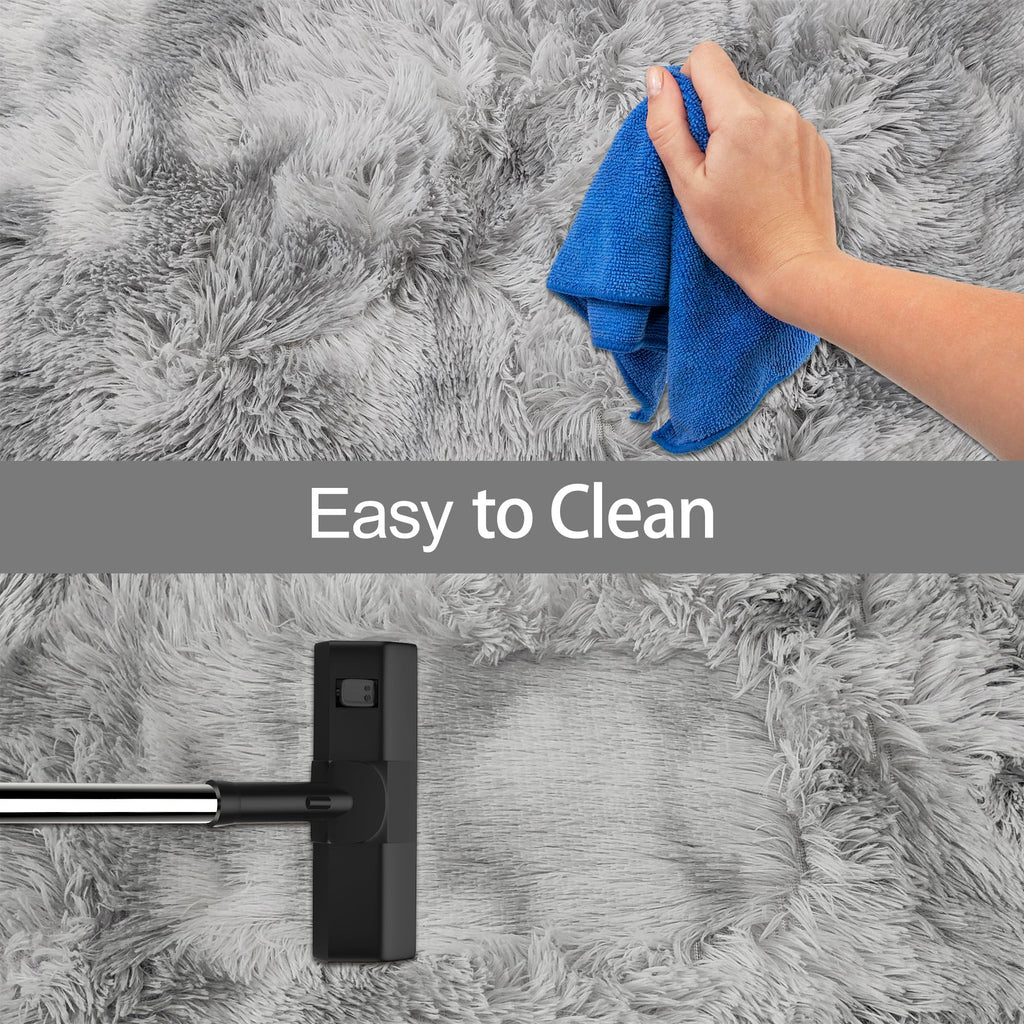 JiaoBaba Super Soft Fluffy Living Room Area Rug 2x8 ft Tie-Dyed Light Grey Shaggy Furry Carpet Washable Non-Slip Floor Rugs Bedroom Bedside Nursery Rug Fuzzy Boys Girls Dorm Home Decor Aesthetic