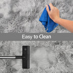 JiaoBaba Super Soft Fluffy Living Room Area Rug 2x8 ft Tie-Dyed Light Grey Shaggy Furry Carpet Washable Non-Slip Floor Rugs Bedroom Bedside Nursery Rug Fuzzy Boys Girls Dorm Home Decor Aesthetic