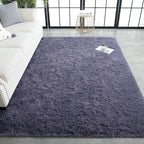 TWINNIS Super Soft Shaggy Rugs Fluffy Carpets 3x5 Feet, Indoor Modern Plush Area Rugs for Living Room Bedroom Kids Room Nursery Home Decor, Upgrade Anti-Skid Rectangular Fuzzy Rug, Grey Purple