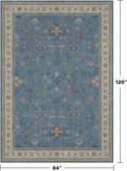 Hazo Haus Boho 7x10 Accent Area Rugs for Living Room - Dusky Blue Rug for Bedroom Under Bed, Dining Room Under Kitchen Table, Washable Soft Non Slip Unique Colorful Indoor Décor
