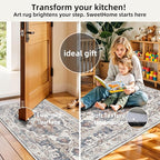 Washable Kitchen Rug Set of 3: Boho Non-slip Soft Stove Sink Mat Light Weight Stain Resistant Carpet for Dog Bowl Area Comfort Tile/Hardwood Floors Protection Mat for Entryway Foyer(2x3+2x4+2x5,Brick)