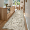 Madane Hallway Runner Rug 3x10 Washable Kitchen Runners 10ft, Ivory/Brown