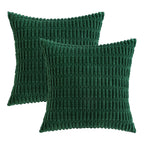 MIULEE Corduroy Decorative Throw Pillow Covers 18x18 Dark Green Pack of 2