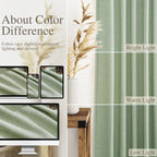 Nanspring Mist Sage Linen Curtains Semi Sheer 96 Inches Long 2 Panels Set for Living Room Back Tab Rod Pocket Light Filtering Drape for Bedroom Modern Farmhouse Coastal Decor Protect Privacy 52x96