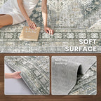 zesthome 8x10 Area Rugs for Living Room,Non-Slip Backing Washable Rugs,Vintage Large Area Rug，Stain Resistant Home Decor Rug (Wheat/Charcoal,8'x10')