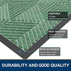 Smiry Front Door Mat Outside Entrance, Heavy Duty Sturdy Natural Rubber Doormat, Trap Dirt and Moisture, Easy Clean Low Profile Welcome Floor Mats for Indoor Outdoor Entry, 35X23 Inch, Mint Green