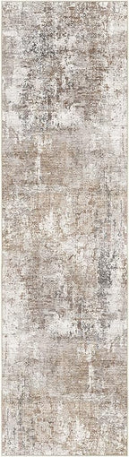 UERMEI 2X8 Washable Runner Rug for Hallway: Soft Neutral Modern Abstract Area Rug - Non-Slip Low Pile Long Throw Indoor Carpet for Kitchen Entryway Kitchen Bedroom Laundry Bathroom - Brown/Grey/Red