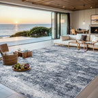 PLHXFR 8x10 Area Rug Living Room: Abstract Washable Carpet Grey Blue
