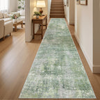 Soalmost Abstract Runner Rug 2x12 Hallway Kitchen Runners Green/Ivory