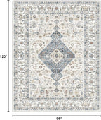 Washable Vintage Area Rug 8x10 - Large Soft Traditional Farmhouse Ultra-Thin Rug for Living Room, Bedroom, Dining Room and Home Office - Distressed Oriental Reto Indoor Floor Carpet Rug…