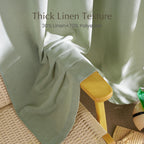 NICETOWN Thick Linen Greyish Green Curtains for Living Room, Grommet Privacy Assured Linen Blend Window Treatments with Light Filtering for Bedroom, W55 x L96, 2 Panels