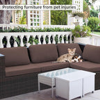 Outdoor Cushion Covers Set,8PCS Patio Furniture Couch Seat Slipcovers, Replacement for Sofa Sectional Chair(Cover，Only)