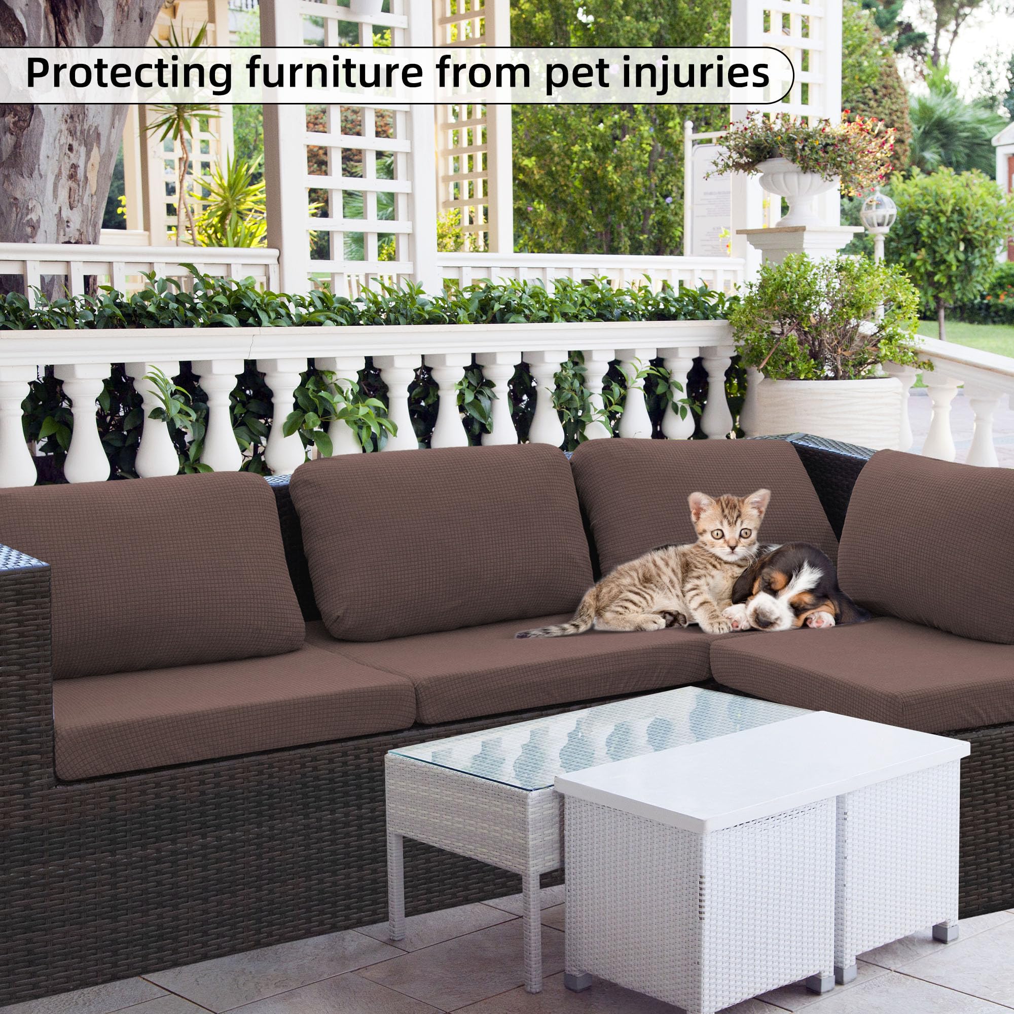 SUKAIKEQA 8PCS Patio Cushion Covers.Patio Furniture Couch SeatSlipcovers