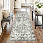 Kitchen Runner Rug Non Slip Washable 2.5x8, Soft Low Pile Entryway Rug Runners for Hallways,Carpet Runner for Living Room,Kitchen, Laundry, Bathroom(Grey/Beige,2.5'x8')