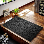 Black Leaves Outdoor Indoor Entrance Doormats, Absorbent Durable Heavy Duty Welcome Front Door Mat,Thick Natural Rubber Back,Easy Clean Entryway Mat 17x30 Inch, Low Profile