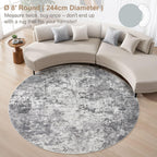 UERMEI 8ft Round Area Rug Living Room Rugs - 8x8 Washable Neutral Modern Abstract Soft Thin Rug Indoor Floor No Slip Rug Carpet for Bedroom Under Dining Table Home Office Decor - Grey