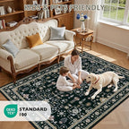 ExpediX 10x14 Area Rugs Living Room: Washable Vintage Rug for Bedroom Black