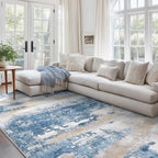 BEIMO 5x7 Area Rugs for Bedroom, Blue Cream Washable Abstract Non Slip Rug