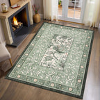 GarveeHome Provence Botanical Grove 4x6 Rug Sage Green Vintage Cottagecore Carpet 4 x 6 Area Rug for Bedroom Living Room Nursery Kitchen Entryway Indoor Mat