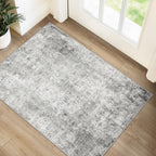 RELEANY Washable 2'x3' Abstract Area Rug for Living Room Gray White