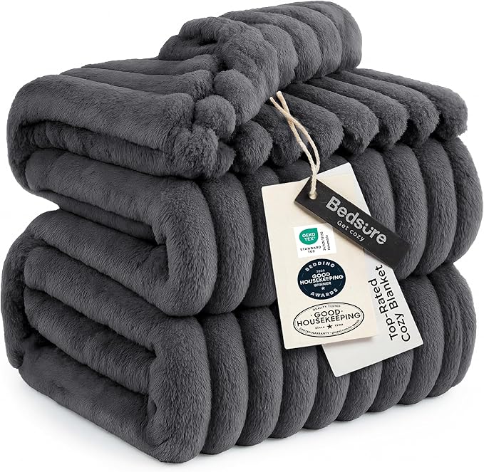 Bedsure GentleSoft Grey Full Blanket for Bed - Cozy Soft Blankets for Women, Cute Large Throws for Girls, 84x90 Inches