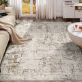 UERMEI 10x12 Washable Area Rug - Neutral Modern Abstract Living Room Rugs, Non-Slip Soft Large Indoor Floor Carpet for Bedroom Home Office & Under Dining Table Decor, Dark Brown