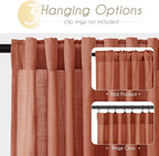 92 inch Linen Terracotta Curtains 2 Panels for Living Room Back Tab Light Filtering Semi Sheer Rust Colored Curtains 92 inches Long Soft Thick Cotton Cloth Textured Rustic Boho Farmhouse Room Decor