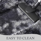 Chicrug Soft Runner Rugs for Bedroom Living Room Plush Fluffy Rug 2x8 Feet, Shag Furry Area Rug Carpet Non Shedding for Nursery Children Kids Girls Room Home Decorative, Grey and Black