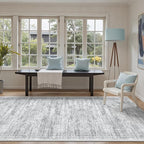 Soalmost 4x12 Wide Hallway Runners: Washable 12ft Runner Rug for Entryway Living Room Soft Vintage Non Slip Carpet Runner for Kitchen Dining Room Nursery Bedroom (Grey, 4x12ft)