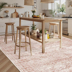 Soalmost 9x12 Area Rugs for Living Room, Non Slip Machine Washable Vintage Rugs, Low Pile Lightweight Large Rug for Bedroom, Dining Room, Home Office Pink