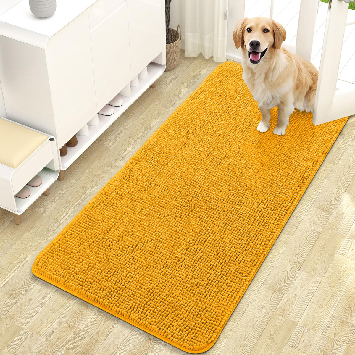 OLANLY Dog Door Mat for Muddy Paws 47x24, Super Absorbent Chenille Mud Mat