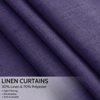 Extra Long Curtain Purple Morden Linen Blend Light Filtering Back Tab Curtains for Long Winodws 120 Inches Length, Semi Sheer Privacy Drapes for Living Room, 52x120 inch, 2 Panels