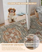 Restydon Runner Rug 2x6, Non Slip Washable Rugs for Hallways,Grey/Brown/Tan