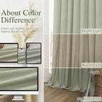 Sage Green 100% Blackout Curtains 63 Inch Length 2 Panels Set for Living Room Bedroom Back Tab Thermal Insulated Black Out Linen Drapes Room Darkening Window Curtains 40 Wide