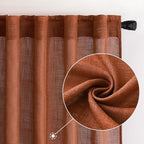 MIULEE Burnt Orange Linen Curtains 90 Inch Long for Bedroom Living Room, Soft Thick Linen Textured Window Drapes Terracotta Rust Boho Fall Decor Semi Sheer Light Filtering Back Tab 2 Panels