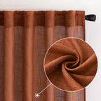 MIULEE Burnt Orange Fall Linen Curtains 52x84 Inch for Bedroom Living Room