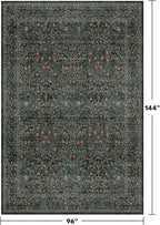 8x12 Area Rug for Living Room - Large Washable Rugs for Bedroom, Dining Room Under Table, Ultra Soft Low Pile Non-Slip Stain Resistant Carpet - Dark Green Vintage Floral Décor