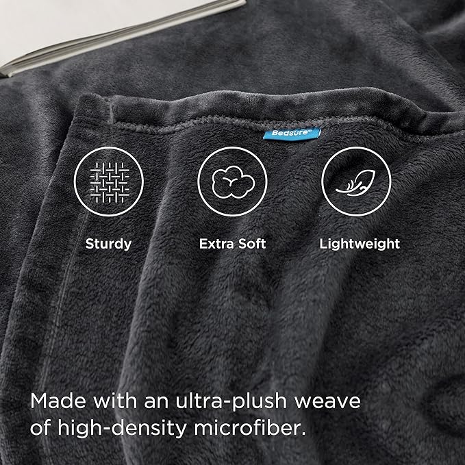 Bedsure GentleSoft Fleece Bed Blankets Large Size Charcoal - Soft Lightweight Fuzzy Cozy Luxury Oversized King Blanket Microfiber, Room Home Decor Gifts for Women and Men, 120x120 inches