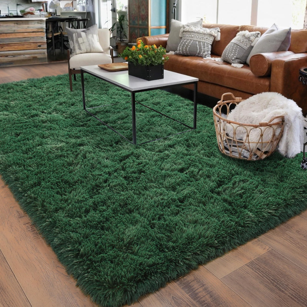 Quntue Rugs for Living Room 5x7, Soft Shaggy Modern Shag Area Rug for Bedroom, Upgrade Non-Slip Plush Fluffy Carpet for Kids Boys Girls Room Home Decor Aesthetic, Dark Grey