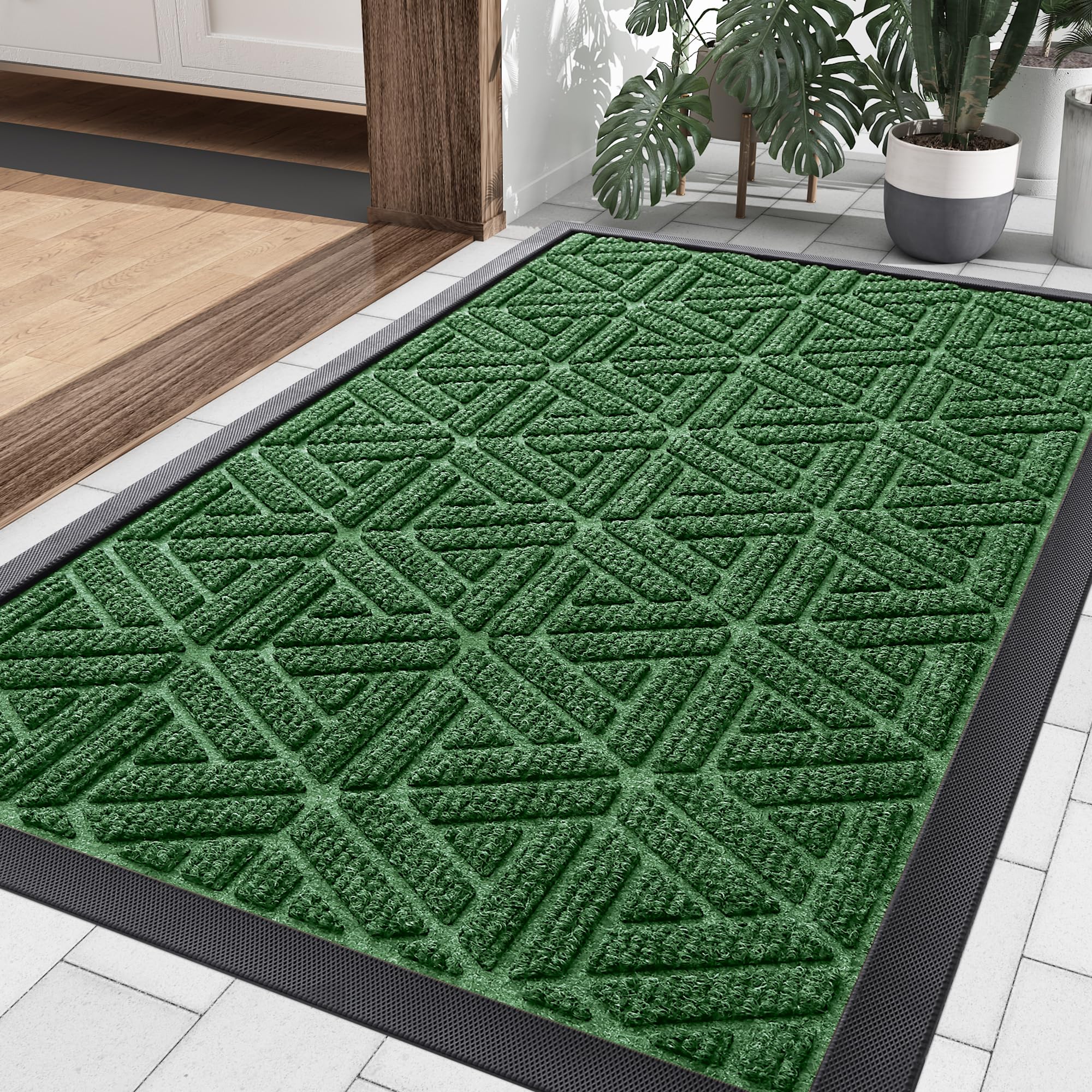 Smiry Front Door Mat Outside Entrance, Low Profile Rubber Doormat, 29.5x17