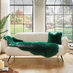 AMTOVO Faux Sheepskin Rug, Dark Green Ultra Soft Fluffy Shag Area Rug, 2 x 6 ft Faux Fur Rug for Bedroom Sofa Throw Cushion Room Decor, Sheepskin