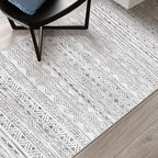 4x8 Washable Hallway Runner Rug：Moroccan Non-Slip Wide Runners for Entryway Kitchen Soft Modern Geometric Low-Pile Rugs for Living Room Thin Waterproof Carpet for Bedroom Bathroom Laundry(Grey,4x8)