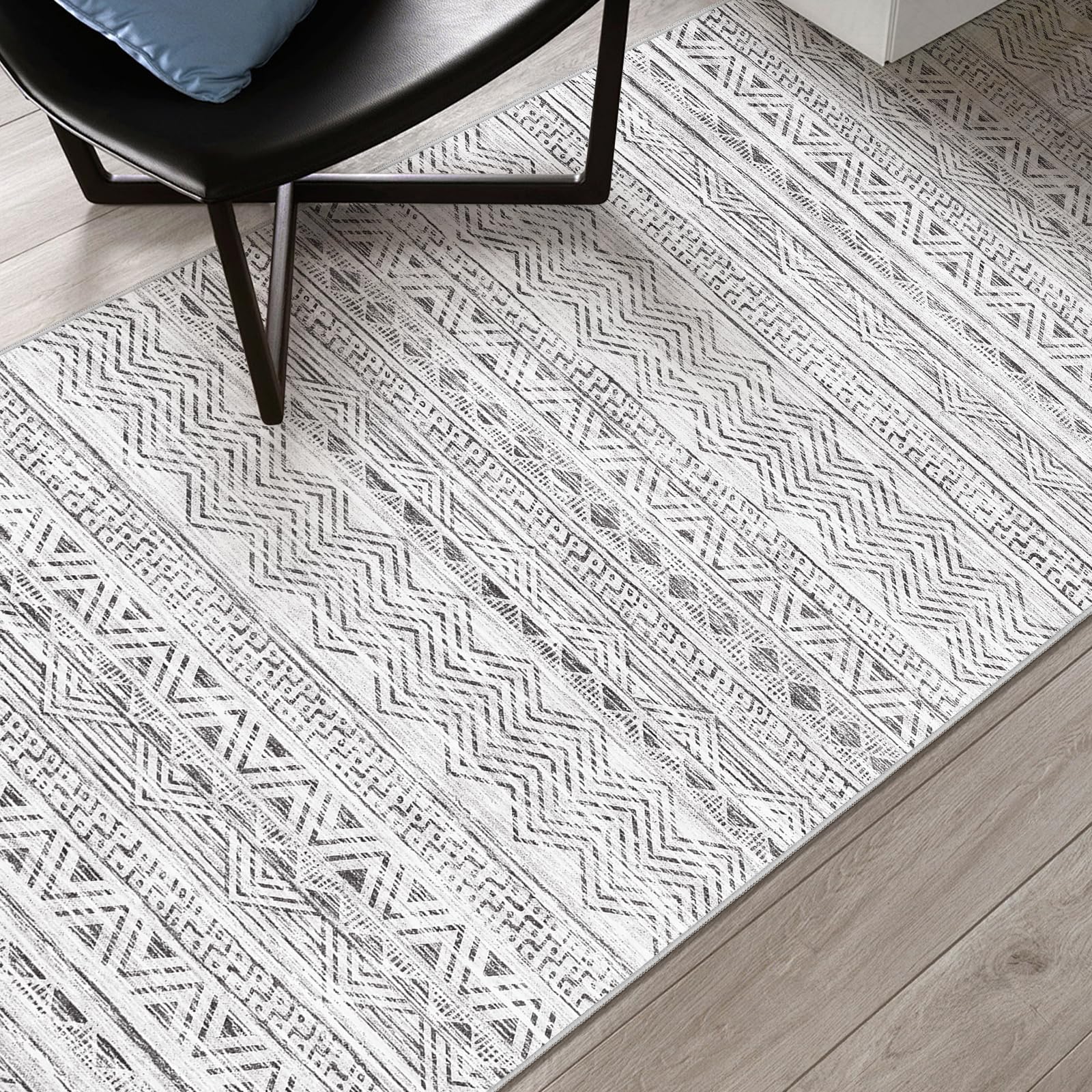 2x4 Runner Rug Washable Moroccan: Non Slip Entryway Throw Rugs Grey