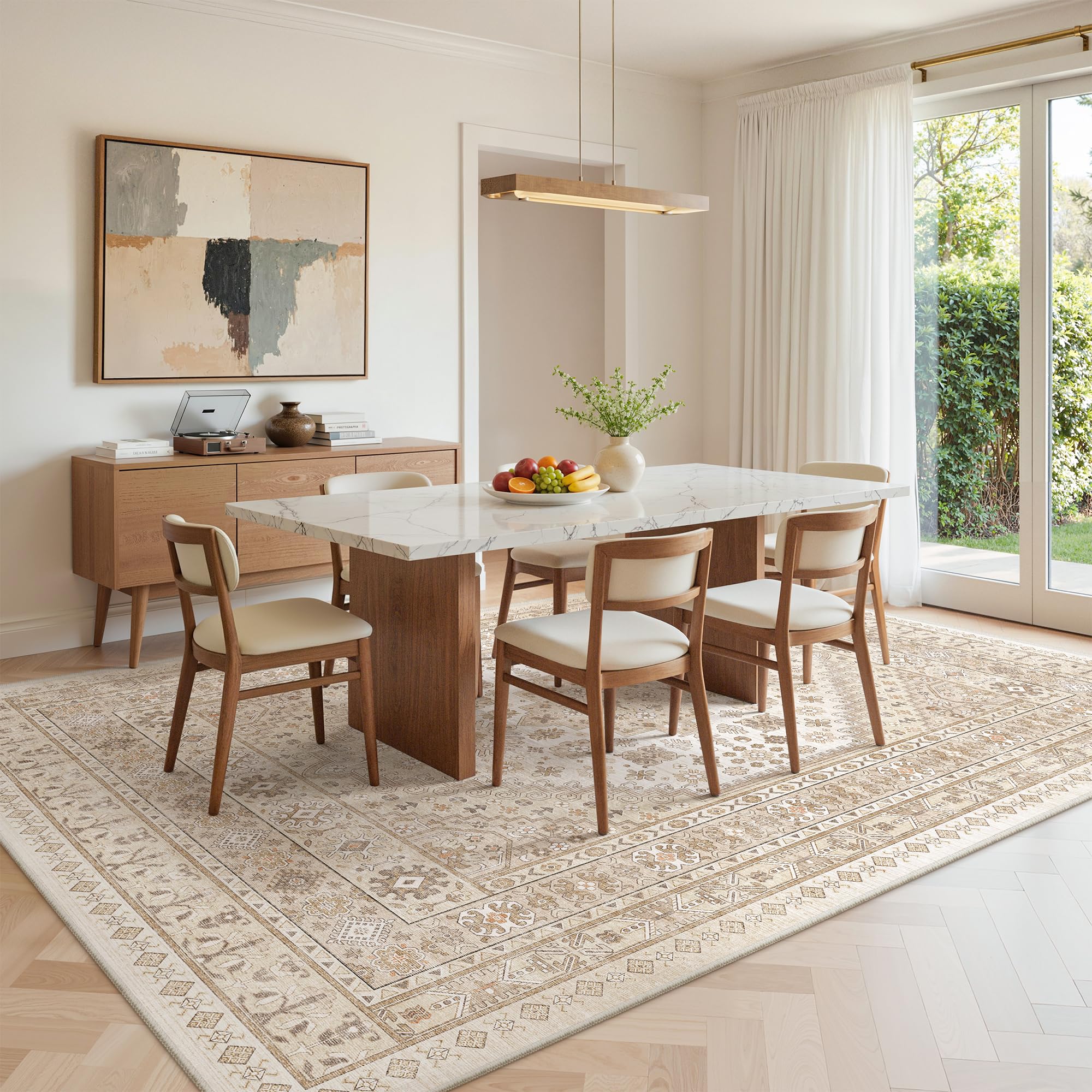 zesthome 6x9 Area Rugs for Living Room,Large Washable Rug,Beige