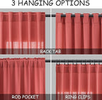 Nanspring Watermelon Red Linen Curtains 84 Inch Length 2 Panels Set, Back Tab Rod Pocket Light Filtering Privacy Semi Sheer Textured Curtains Neutral Farmhouse Decor Curtain for Living Room Bedroom
