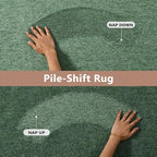FinRèc 4x6 Washable Area Rugs for Bedroom Living Room, Low Pile Thin Rug Solid Color, Non-Slip Carpet Indoor for Home Decor (Green)