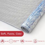 KOZYFLY Modern Abstract Washable Rug Runner 2.6x14 Hallway Rug Runner Non-Slip Soft Kitchen Runner Rugs, Blue/Grey/Beige Striped Carpet for Entryway Bathroom Laundry Room Foyer