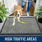 OLANLY Front Door Mat Outside Entrance 29.5x17, Absorbent, Heavy Duty Sturdy Natural Rubber Doormat Indoor Outdoor, Stain Fade Resistant, Non-Slip Low Profile Floor Mat Entryway, Modern Gray Diamond