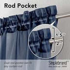Simplebrand Navy Blue Sheer Curtains 90 Inches Long 2 Panels, Light Filtering Rod Pocket Solid Color Window Sheer Curtain Panels, Elegant Curtains & Drapes for Living Room, Bedroom, 42" W x 90" L