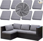 Outdoor Cushion Covers Set,8PCS Patio Furniture Couch Seat Slipcovers, Replacement for Sofa Sectional Chair(Cover，Only)